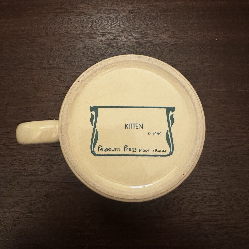 Christmas Kitten Vintage Mug Potpourri Press 1989 Made in Korea Cat Kitty Cup - Picture 11 of 11